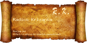 Radics Krizanta névjegykártya